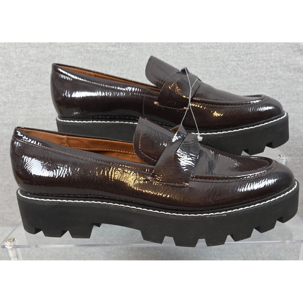 Franco Sarto Dark Brown Patent Loafers - Picture 4 of 11